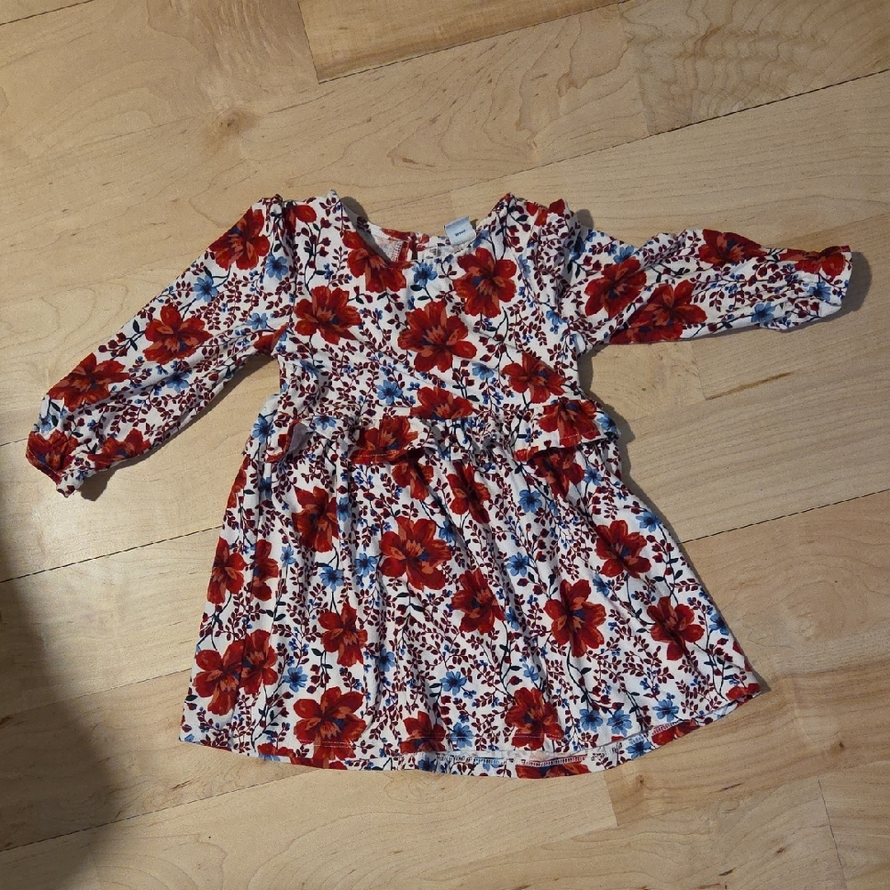 Old Navy Red and Blue Floral Toddler Dress
